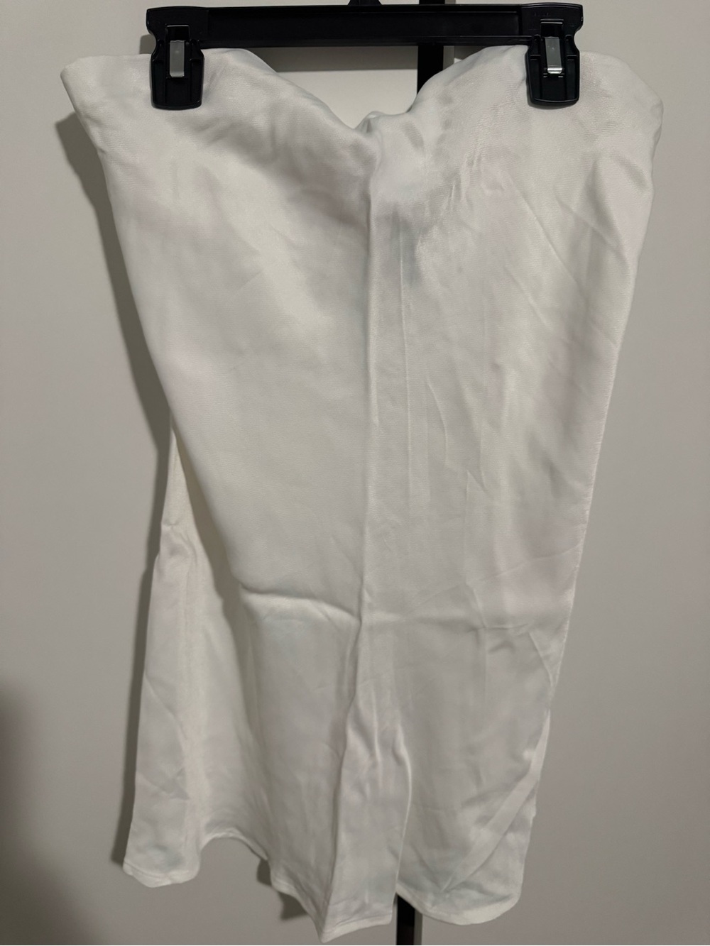 White Strapless Satin Top